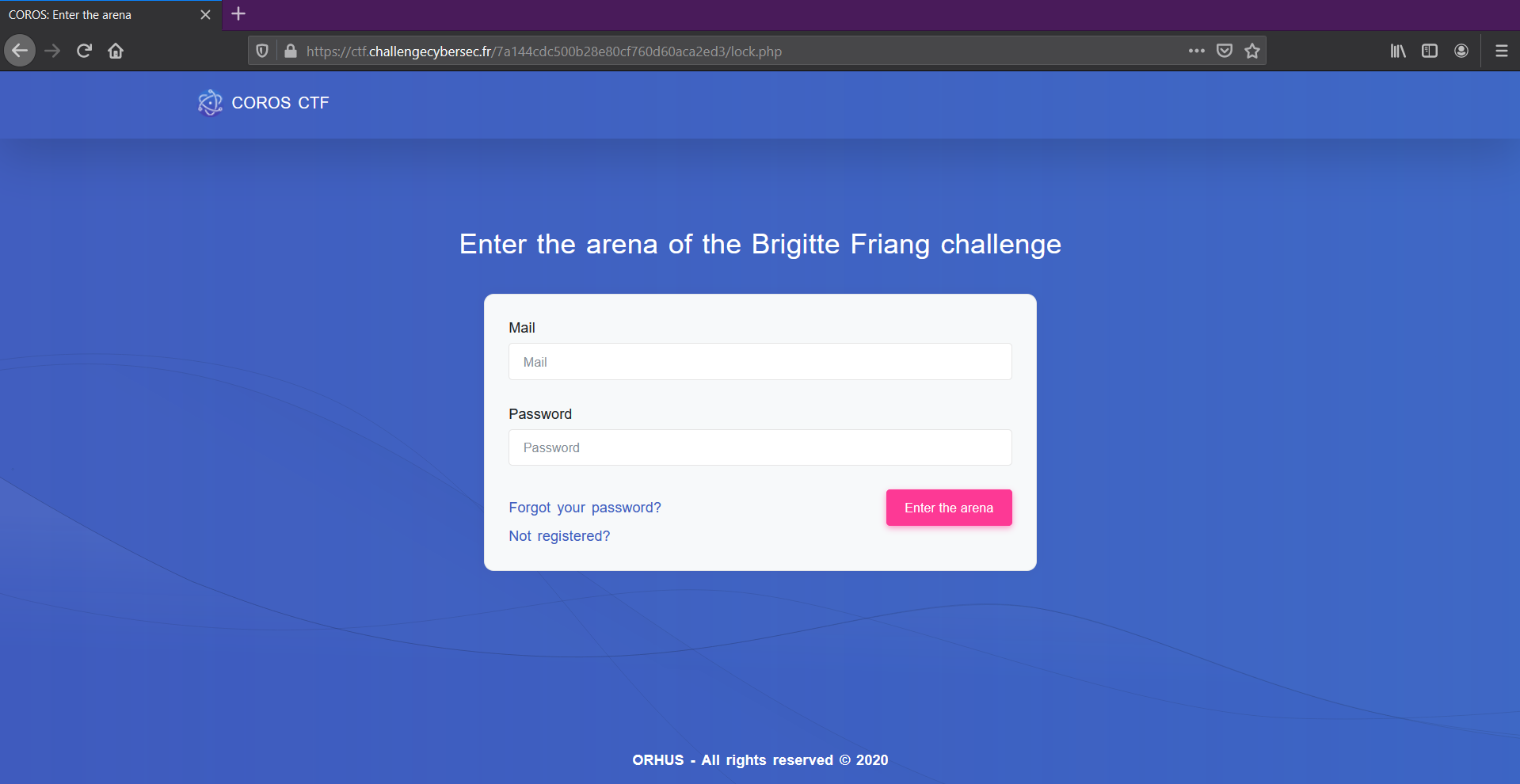 Coros CTF entry page